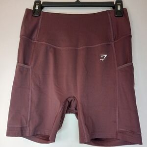 Gymshark brown bike shorts with pockets Size Large